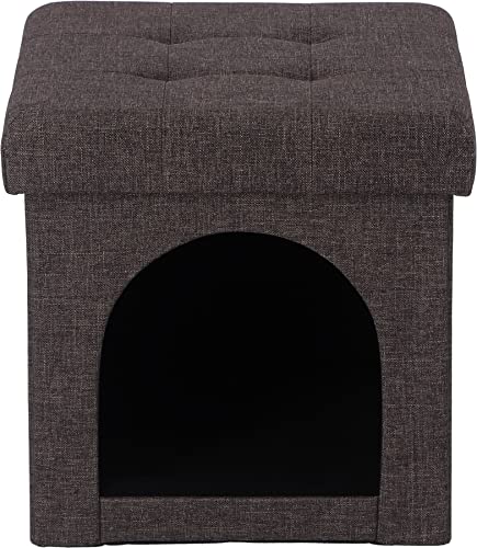 Fuji Boeki Pet House Storage Stool, 30cm Wide X 30cm Deep X 30cm High, Charcoal Fabric, Foldable, Mini 53702, Small