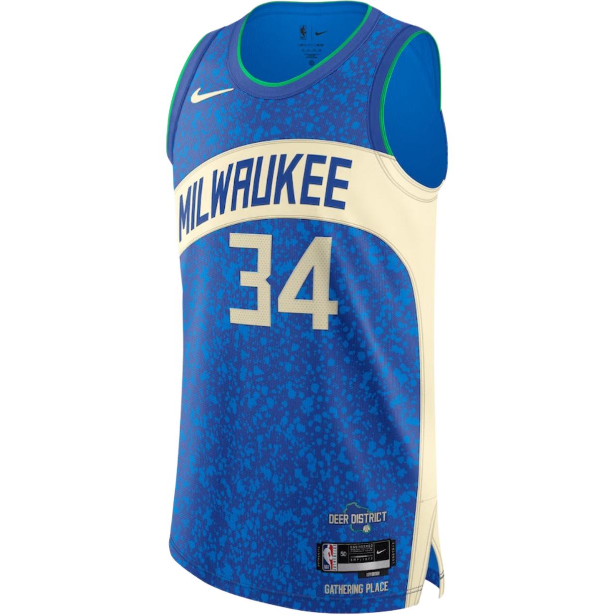 

Nike Майка для баскетбола без рукавов Milwaukee Bucks NBA 2023/24 City Edition Giannis Antetokounmpo 34 Буква Минималистичная Удобная DX8766-406 L