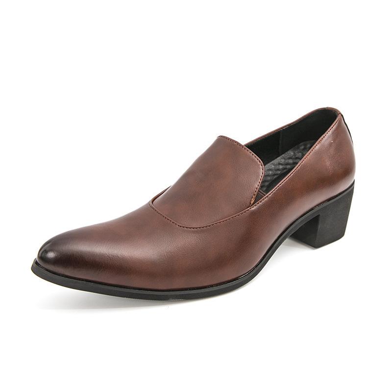 Plus Size Men's Formal Pointed Toe Leather Slip-on Shoes - Spring/Autumn 2025