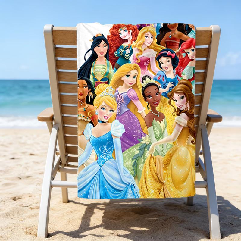 1pc Princess1 Beach Towel with Custom Name, Beach/Swimming/Bath/Picnic/Camping Towel, Suitable for Seaside Beaches