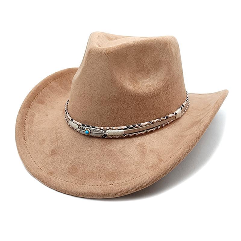 Ethnic Style Cowboy Hat With Wide Brim For Men Women Spring Sun Protection