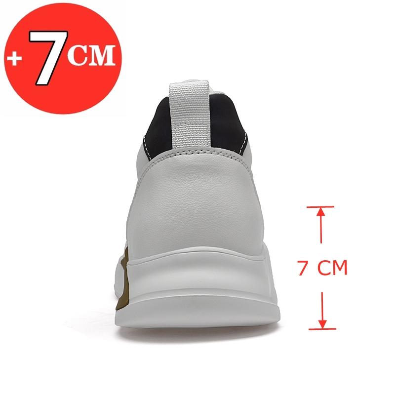Fashion Man Fashion Lift Sneakers Elevator Shoes for Men Casual Leather White Shoes Leisure Height Increase Insole 7cm Sport Shoes