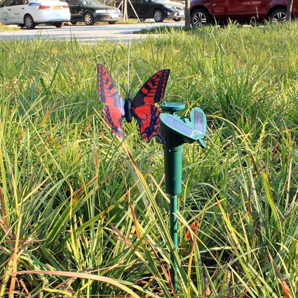 Butterfly & Bird Garden Stake Solar Powered Flying Wobble Fluttering Butterfly Ornament Solar Garden Dancing Ornament for Garden