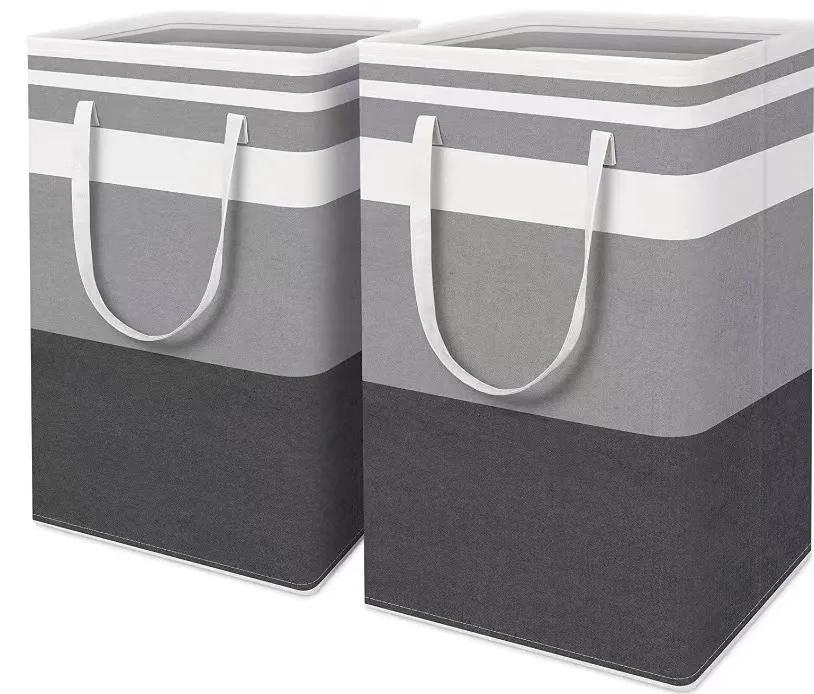 1/2pc Grey Large Capacity Waterproof Cotton Linen Dirty Clothes Basket Simplified Clothes  Storage Box Foldable Storage Bag