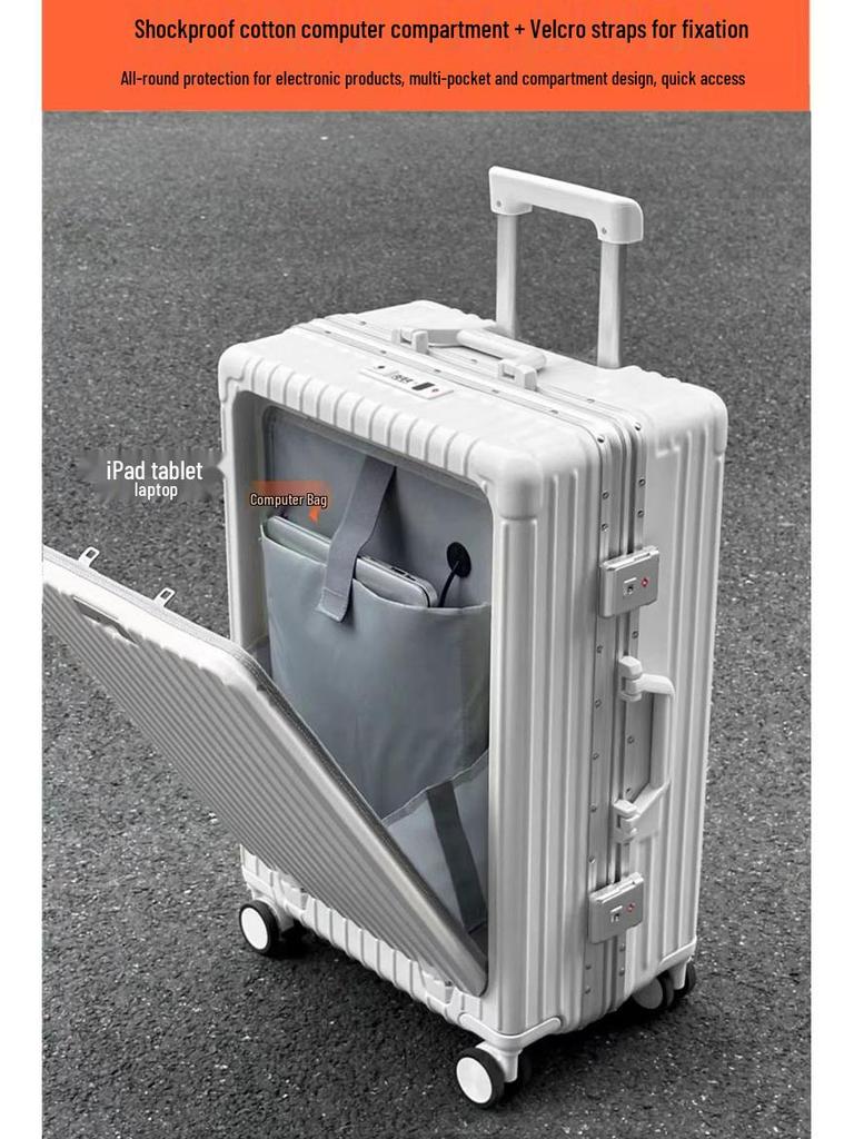 20-Inch Aluminum Frame Business Trolley Case with Universal Wheels and Combination Lock