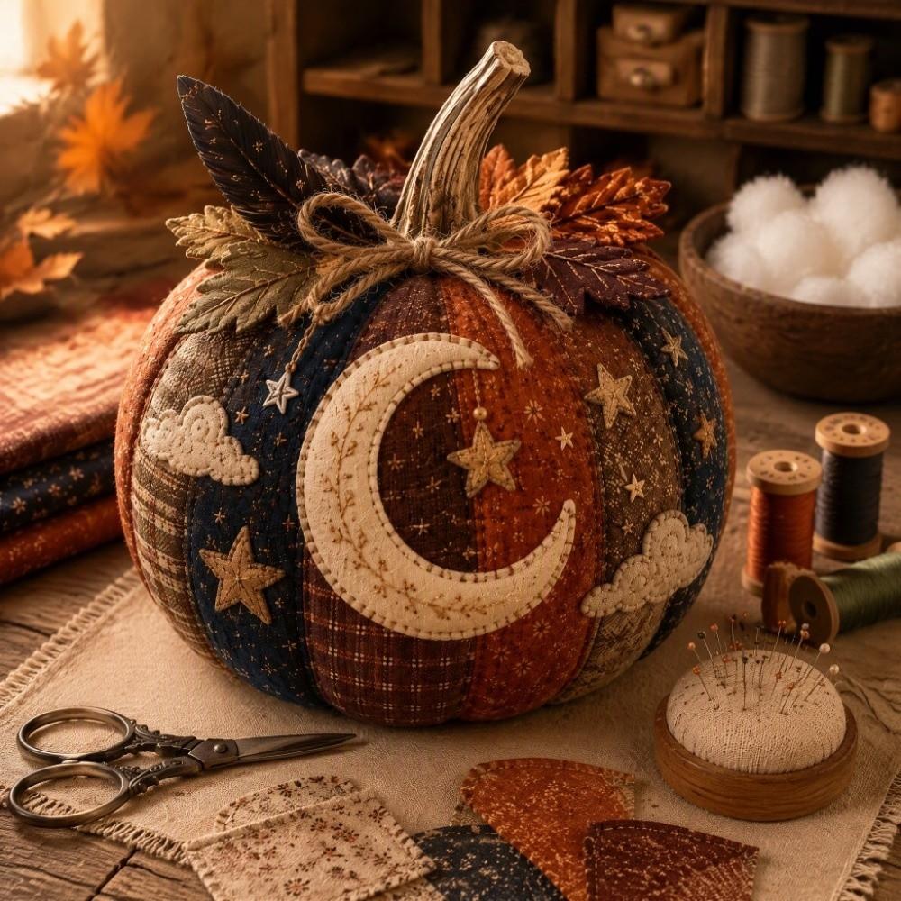 Vintage Style DIY Sewing Kit Floral Fabric Patchwork Pumpkin Friends Kit Autumn Home Decor