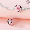 Beads Copper Charms Original Pink Heart Cherry Blossom Beads Fit Bracelet Jewelry Diy Women Fine Gift Accessory