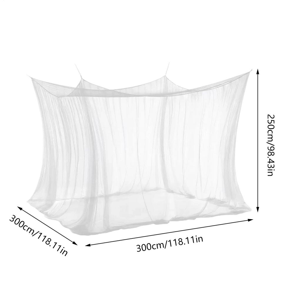 Oversized Square Mosquito Net 4 Corner Camping Cot Mesh Drapes Portable Enclosed Camping Tent 9.84x9.84x8.2ft For Tables Chair
