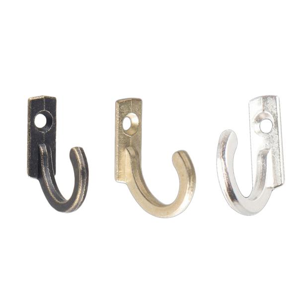 5pcs Single Prong Hook Mini Size Wall Mounted Retro Cloth Hanger For Coats Hats Towels Keys Hanger Hook