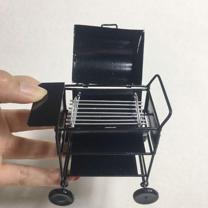 Kitchen Toy For Doll House Picnic Dollhouse Miniature Black Bbq Grill Model Grill Garden Outdoor Decor Kids Pretend Play Toy