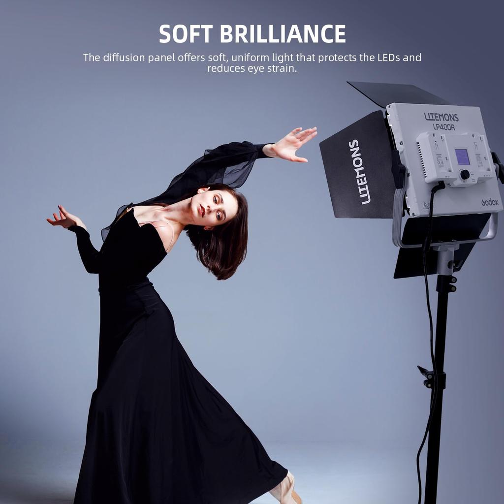 GODOX LITEMONS LP400R RGBW LED Panel Light Video Light CCT Dual Color Temperature 36W Live Broadcast Light with HSI Mode and GEL Mode 14 FX Light