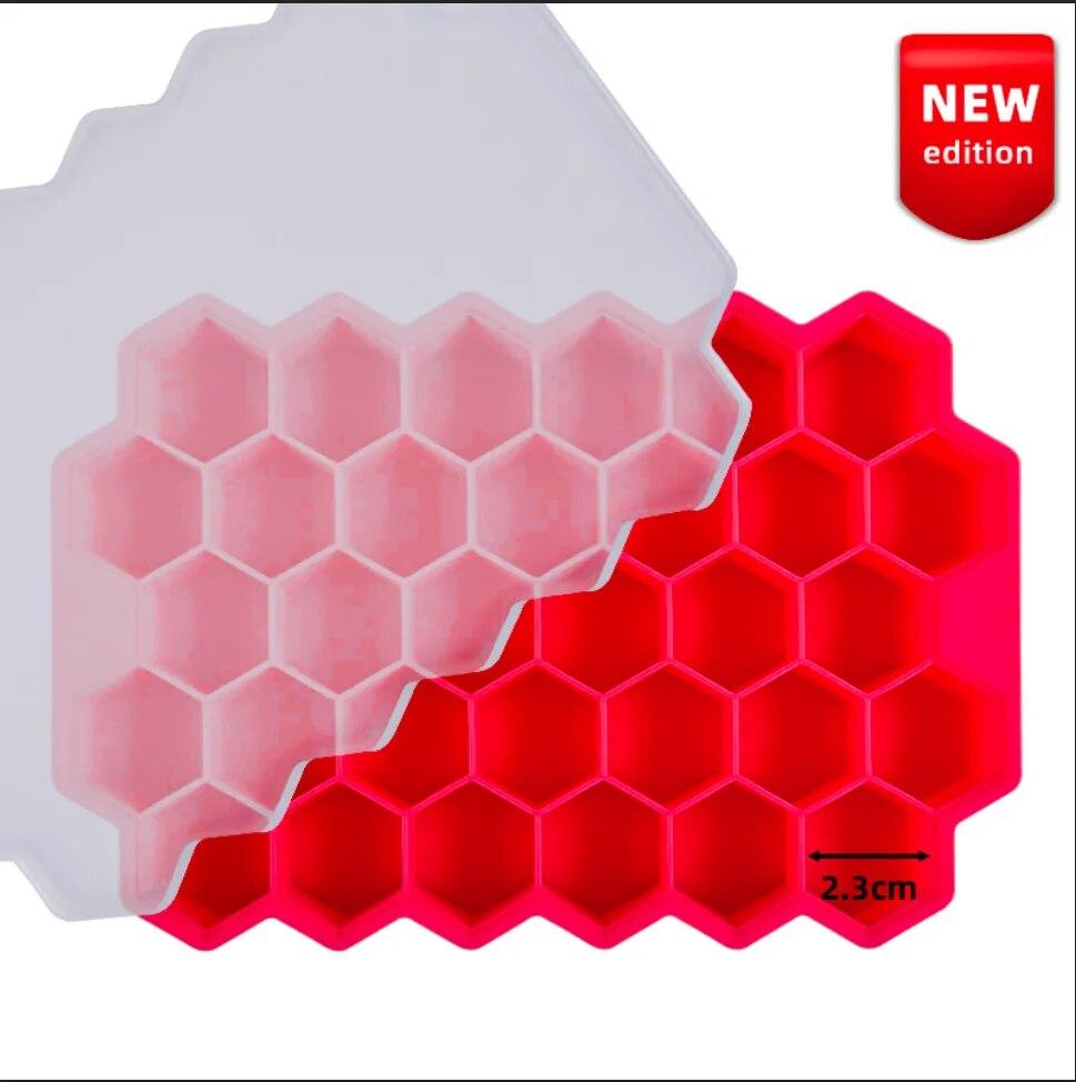 

Креативный сотовый лоток для кубиков льда, многоразовая силиконовая форма для льда, машина для приготовления кубиков льда, форма для льда без BPA со съемными крышками красный