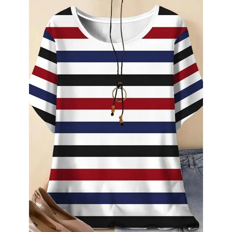 Fashion Women's Simple Short Sleeve Premium Crew Neck Short Sleeve 3D Simple Color Printing Crew Neck T-Shirt