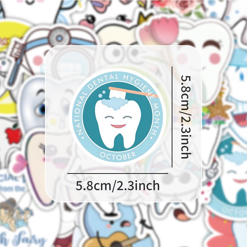 10/30/50pcs Cute Cartoon Tooth Stickers Dental Shape Graffiti Decals Decoration Teeth Sticker Toothbrush Funny Sticker Gifts