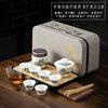 Travel Kung Fu Tea Set Tea Tray Complete Set Dehua White Porcelain Suet Jade Cover Bowl Set Light Luxury Business Companion