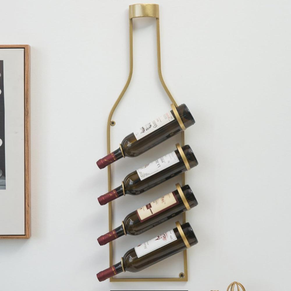 

Display Wall Hanging Wine Holder Iron Wine Bottle Storage Organizer Home Restaurant золотой