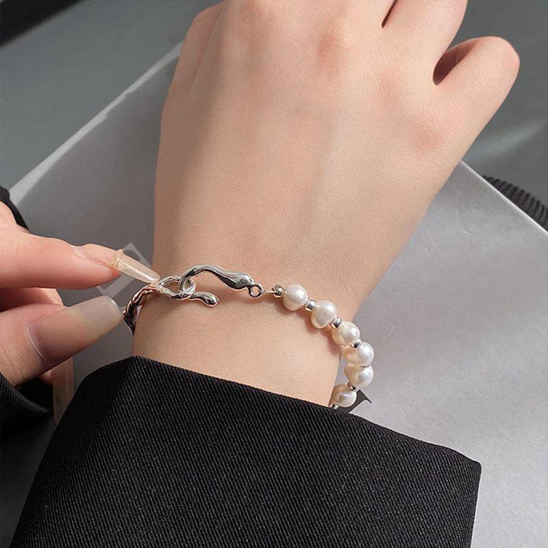 Korean Style Baroque Freshwater Pearl Bracelet with Branch Texture