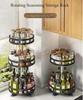 360°Rotating Kitchen Spice Rack Round Storage Container Non-Skid 2 Tier Turntable Organizer Storage Tray Cosmetics Organizer
