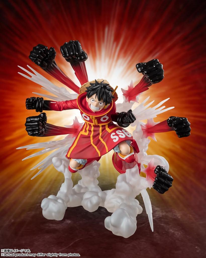 TAMASHII NATIONS Figuarts ZERO ONE PIECE Mono Feroz Luffy Pistola de Halcón Gomu Gomu 185 mm PVC ABS Pintado Figura Completa [Super Batalla] D. -Gomu Ranbu-
