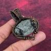 Lapis Lazuli Gemstone Pendant Copper Wire Wrapped Pendant Rainbow Moonstone Jewelry