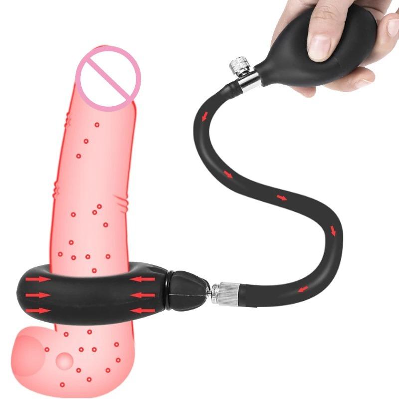 Aufblasbarer Penisring Verzögert Ejakulation Verbessert Erektion Bondage-Spiel | Hahnsperre Hodenspreizer Sexspielzeug Männer (18+ Erwachsenengebrauch)