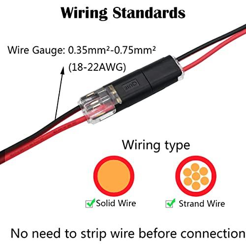 CTRICALVER 10pcs 2-needle Low Voltage General-purpose Connector Wire Connector, Wiring Connector, Non-peeling Push-type Design I-type Connector F