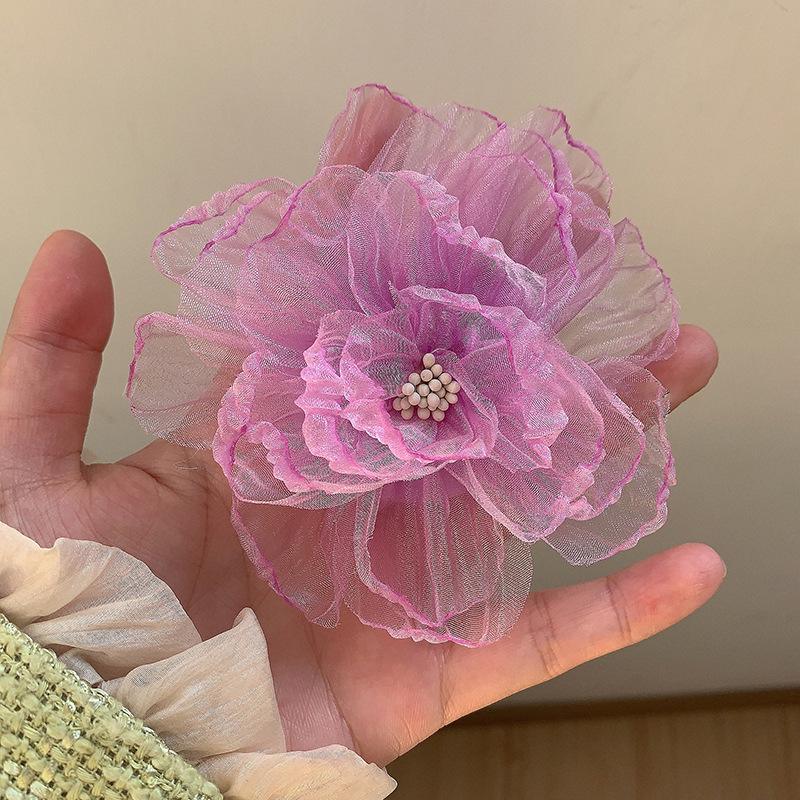 Caro 3D Rose Hair Claw Clip - 2024 High-End Floral Shark Clip for Women, Elegant Headwear