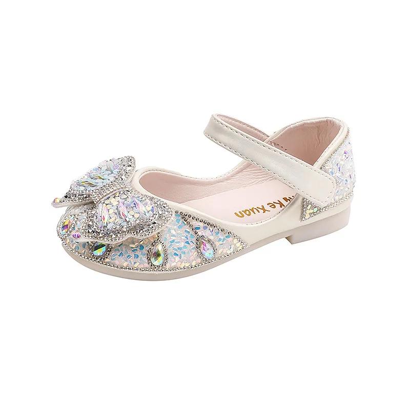 Dziecięce Skórzane Buty Wiosna Jesień Kokarda Eleganckie Dziewczęce Buty Księżniczki z Kokardą Moda Codzienne Płaskie Dziecięce Niskie Antypoślizgowe