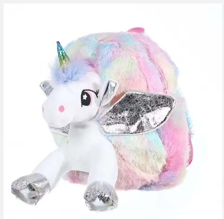 Toddler Kids Winter 3D Plush Unicorn Backpack Little Girls and Boys Kindergarten Shoulders Bags Baby Mochilas Kids Backpack