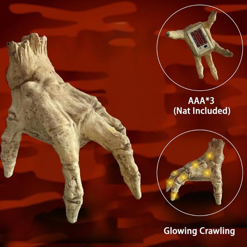 Halloween Electric Crawling Zombie Hand with Lights Spooky Sound ,Motion Sensor Animated Prop for Indoor Outdoor Decorations, Battery Operated