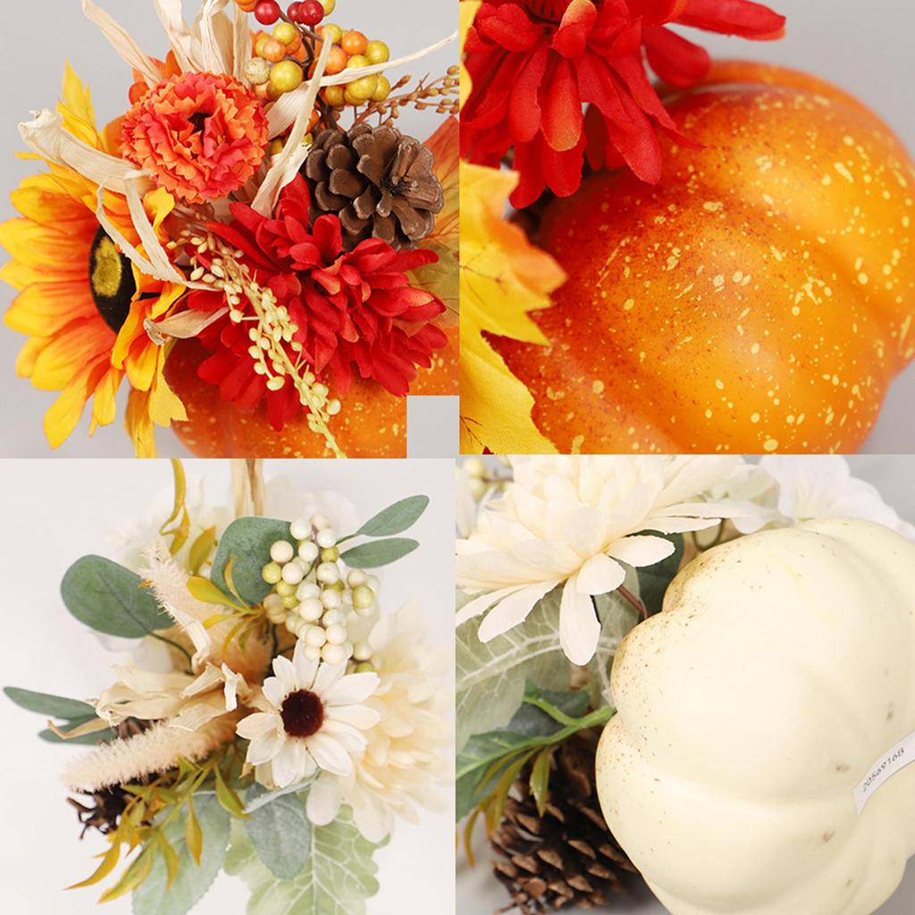 Artificial Pumpkin Flower Floral Arrangement Autumn Photo Props Fake Pumpkins Model for Kitchen Home Bedroom Party Thanksgiving