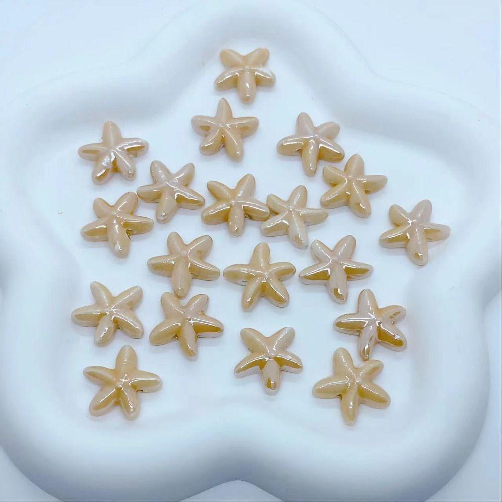 10pcs Handmade Craft Ceramic Spacer Loose Beads Ceramic Jewelry Making Material Starfish Bead Women