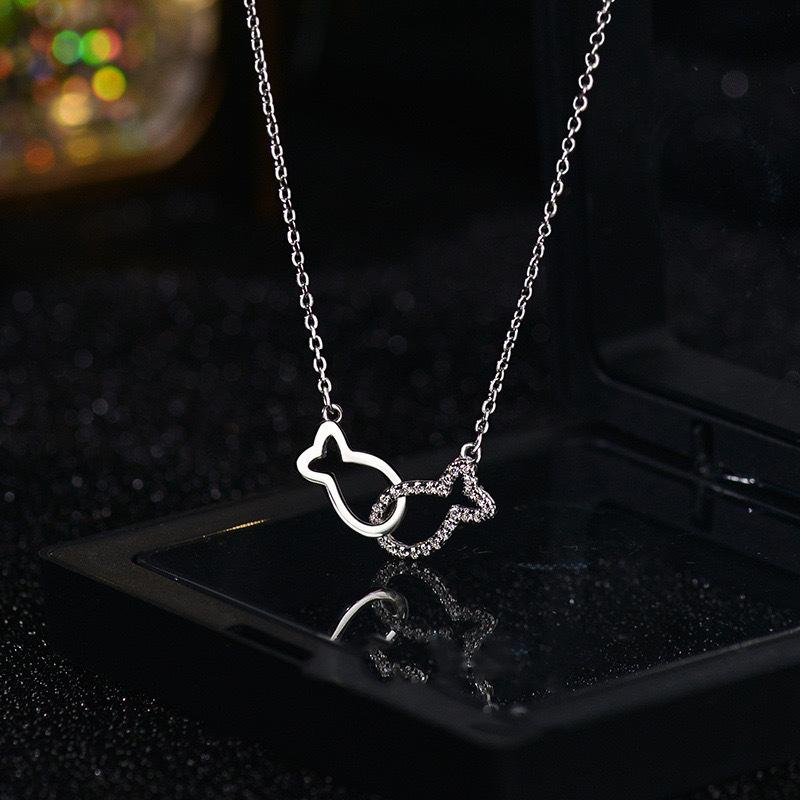 Flash Diamond Pisces Clavicle Chain Necklace for Women Light Luxury High-end Ins Temperament Versatile Best Friend Fashion Clavicle Chain