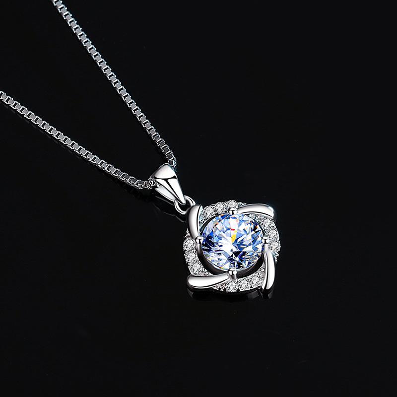 Windmill Mozzarella Diamond Pendant Femininity Collarbone Chain Sterling Silver Korean Version Fashion Rose Gold Necklace
