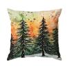 Watercolor Christmas Tree Illustration Pillowcase Bedroom Cushion Cover 100% Polyester Living Room Cushion Pillowcase Home Decor