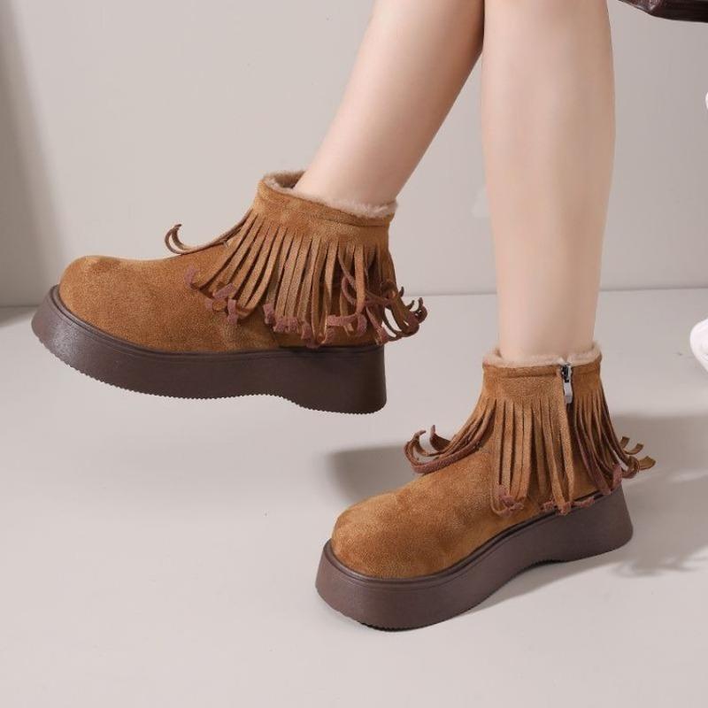 Retro Shoes, Height-increasing Boots, Women's Autumn and Winter New Style Versatile Soft-soled Ankle Boots