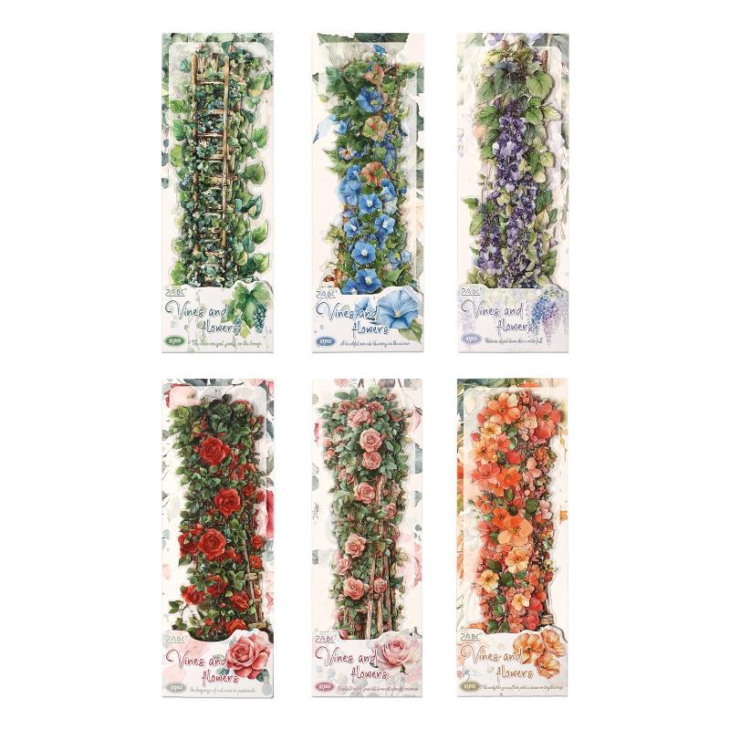 Office School Supplies Rattan Flower Series Original Plant Vine Material Landscaping Collage 6 Styles Kawaii Stickers Lovely