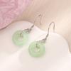 Hetian Jade Ear Hook Earring Women's High-end Temperament Ethnic Retro Earrings Cloisonne Craft Dangler Gift