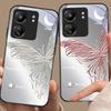 Metallic Butterfly For Xiaomi Redmi 13C Note13 12 Pro Plus 5G Note 9 13T Pro POCO X6 F5 F6 Black Tempered Glass Phone Case