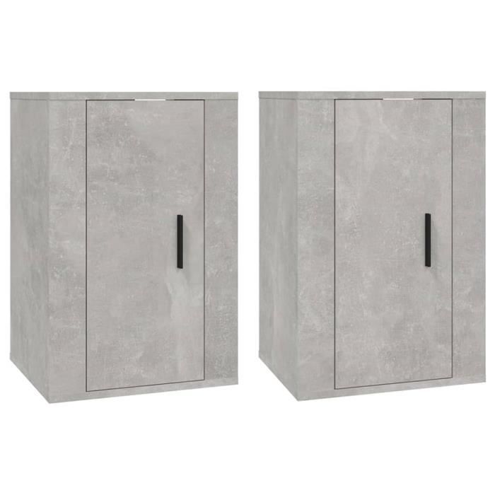 816665 vidaXL Meubles TV muraux 2 pcs Gris béton 40x34,5x60 cm