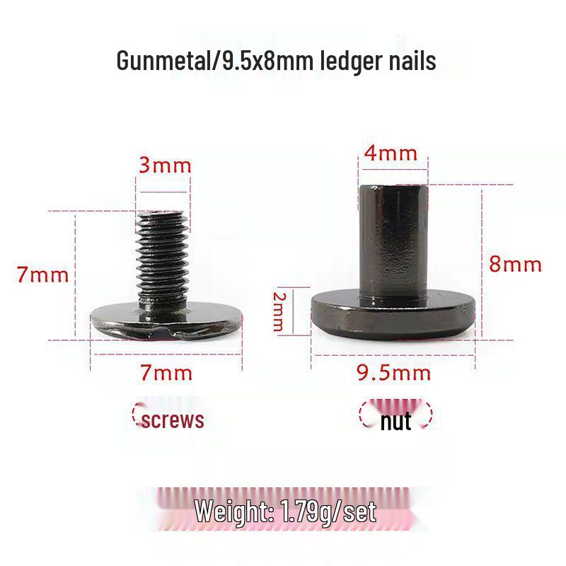 Stainless Steel Male-Female Bag Screw with Pure Copper Buckle and Flat Head Rivet Lock Accessories