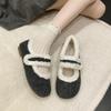 Mao Mao Shoes Winter Velvet Women's Shoes Wear Cotton Shoes To Keep Warm and Versatile Flat Shoes Fashionable Flip Hair Bean Shoes Maternity Shoes