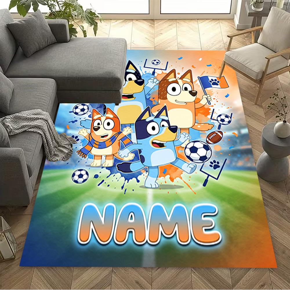 Sunny Day Soccer Fun Personalized Text Area Rug Suitable for Outdoor Playrooms Decorate room Game Room Anti-slip Rug Anime Office Decor