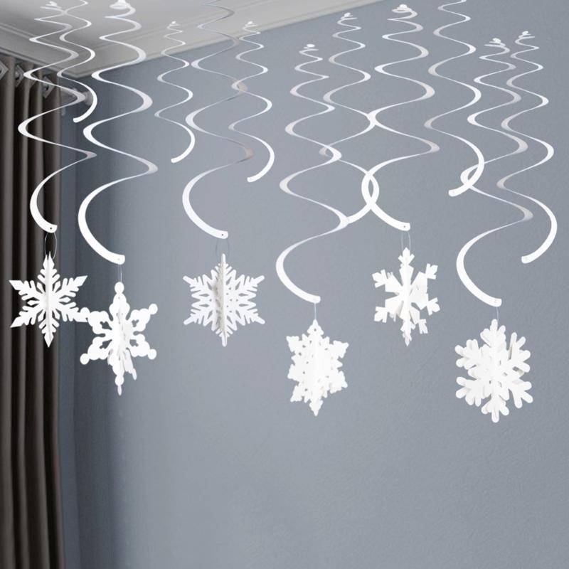 1Set Christmas Spiral Hanging Deco Mini Christmas Tree Snowflake Swirl Ceiling Deco For New Year Xmas Party Ornaments