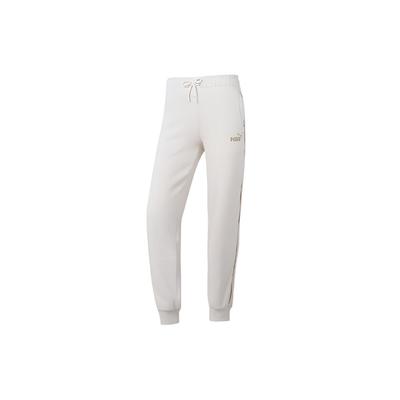 Solid Color Loose Fit Cuffed Casual Knit Sports Pants Women Bottoms White 680150-87