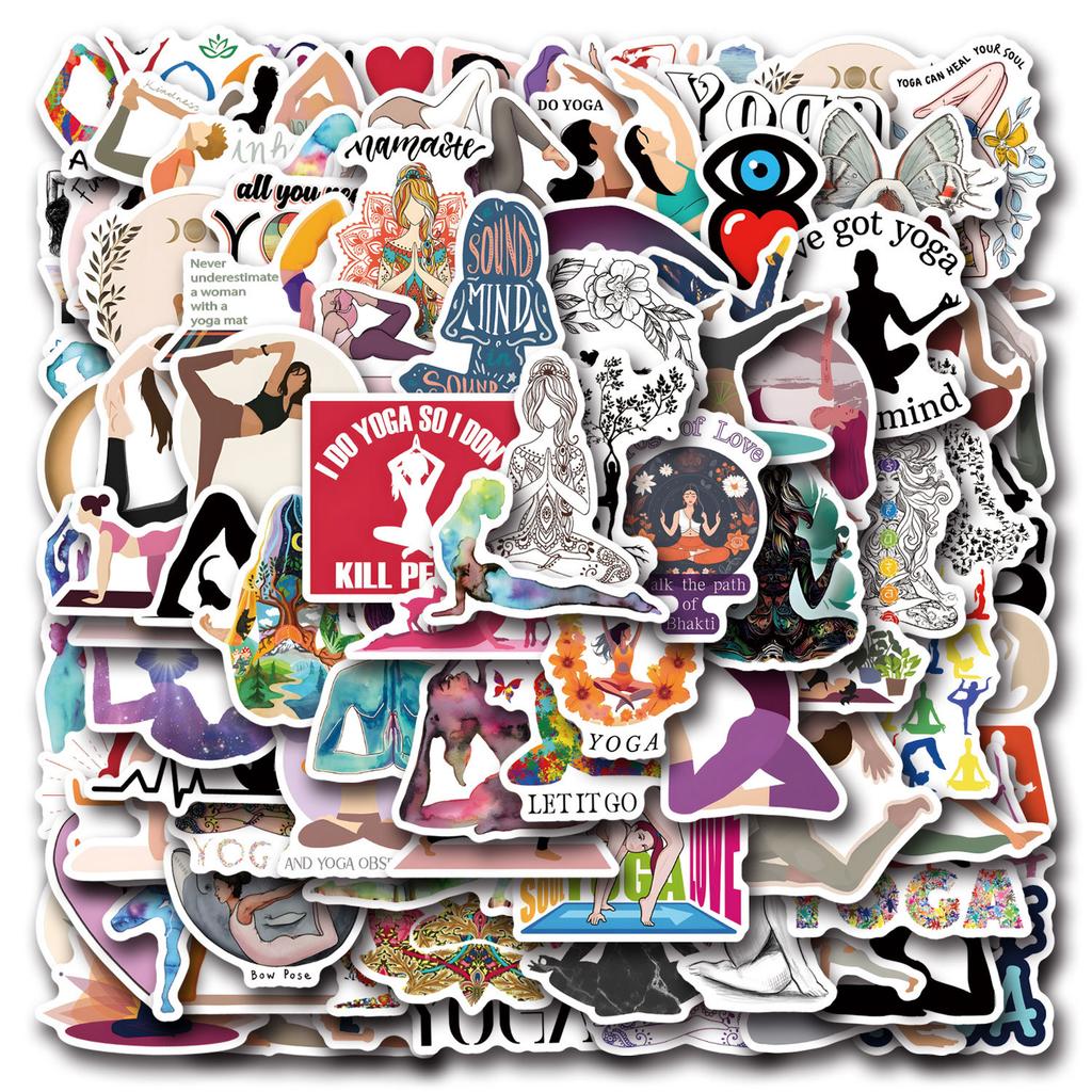110 New Yoga Yoga Doodle Stickers Decorate Suitcase Mobile Phone Waterproof Personalized Stickers