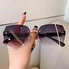 Fashion Rimless Beach Gradient Sunglass Original Lady Retro Branded Shades UV400 Eyeglasses