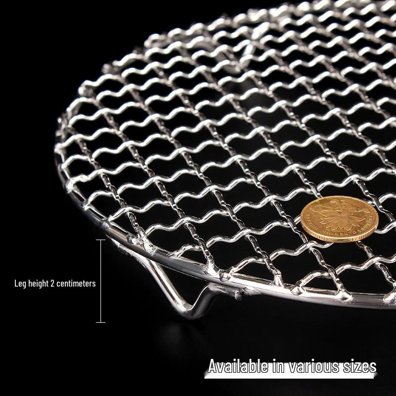304 Stainless Steel BBQ Grill Net with Legs - Thickened Charcoal Grill Net for Roasting and Tea Brewing