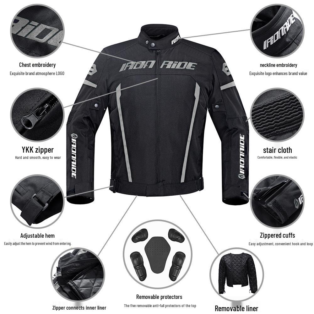 Pánský prodyšný, oděruvzdorný motocyklový jezdecký oblek - Proti pádu, pro čtyři roční období.