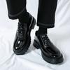 Nuove scarpe in pelle con plateau rialzanti, testa larga, vernice lucida, scarpe casual con tacco alto, parrucchiere